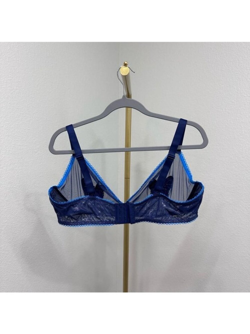 Adore Me Alyshia Demi Bra Blue Butterfly Mesh Sheer Underwire Bra Womens sz 44DD - Picture 6 of 7